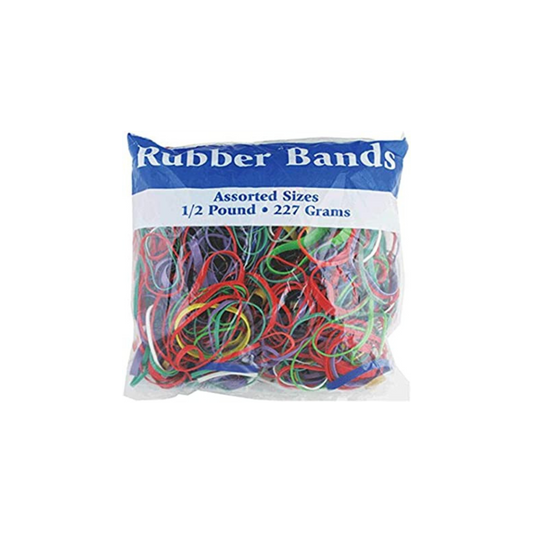 BAZIC 465 Multicolor Rubber Bands for School, Home, or Office (Assorted Dimensions 227g/0.5 lbs)