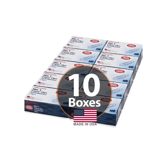 Officemate #1 Non-Skid Paper Clips, 1,000 Clips (10 Boxes of 100 Each)